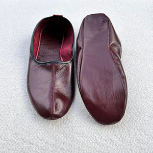 Genuine Leather Bordeaux Tawaf Shoes in Women Size, Leather Slippers, Home Shoes, House Slippers with Leather Insole, Grounding Shoes