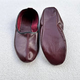 Genuine Leather Bordeaux Tawaf Shoes in Women Size, Leather Slippers, Home Shoes, House Slippers with Leather Insole, Grounding Shoes