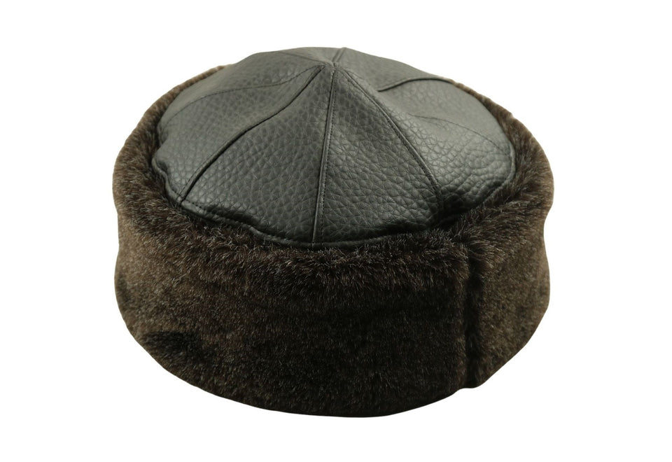 Foldable Faux Fur Hat, Faux Leather Winter Hat, High Quality Faux Leather Retro Watermelon Beanie, Casual Caps Hat, Kufi Hat