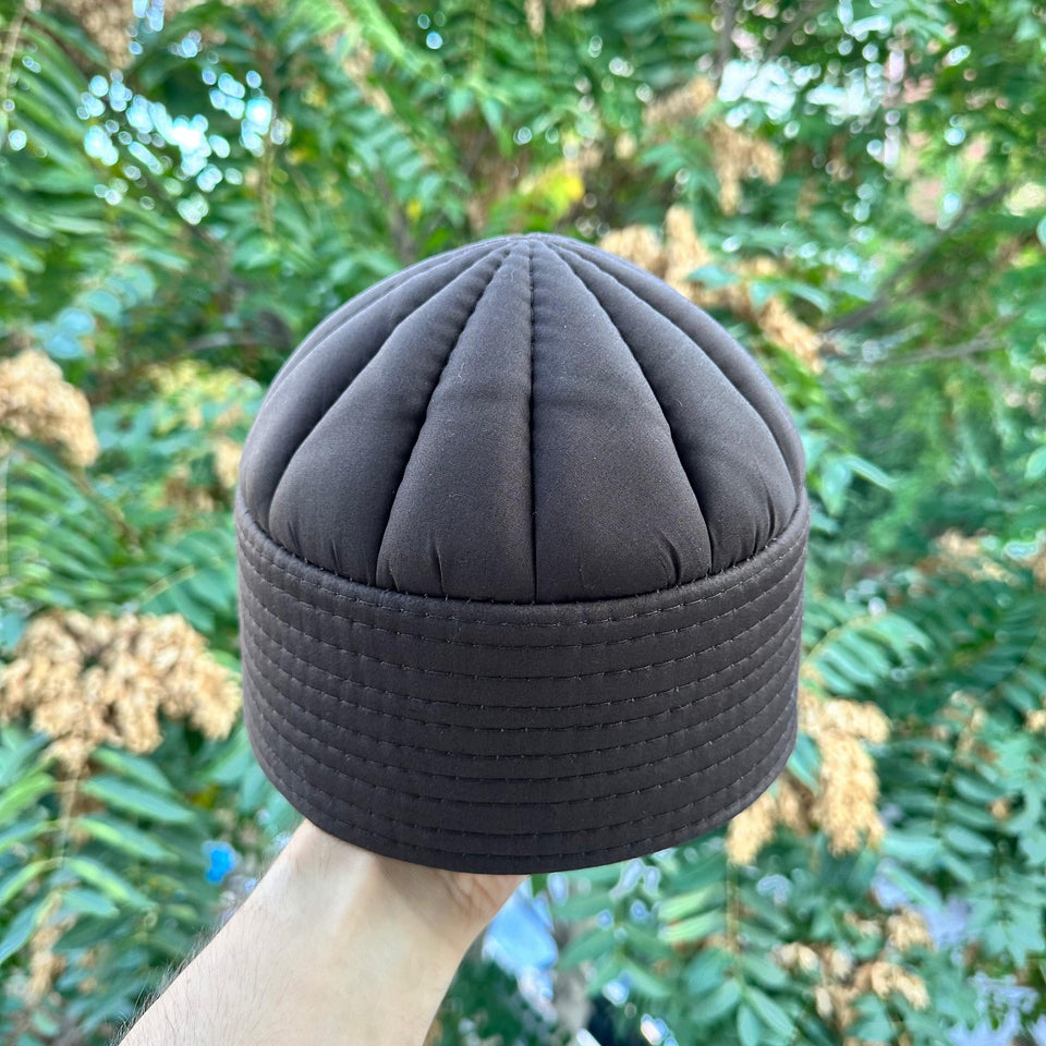 Dark Brown Toparlak Kufi Hat, Muslim Cap, Taqiya Takke Peci, Rigid Prayer Cap, Turkish Muslim Islamic Hat, Skull Cap
