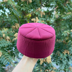 Bordeaux Sufi Kufi Hat, Muslim Cap, Taqiya Takke Peci, Rigid Prayer Cap, Turkish Muslim Islamic Hat, Skull Cap