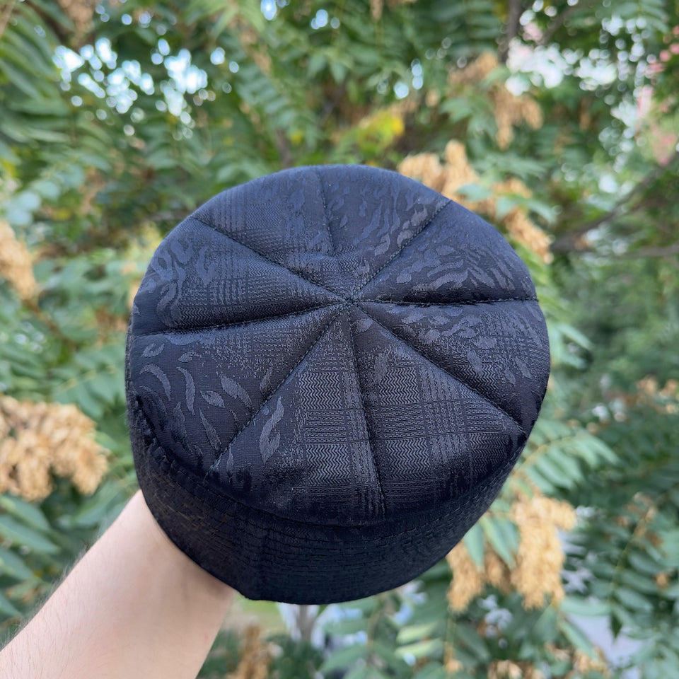 Lux Black Sufi Kufi Hat, Muslim Cap, Taqiya Takke Peci, Rigid Prayer Cap, Turkish Muslim Islamic Hat, Skull Cap