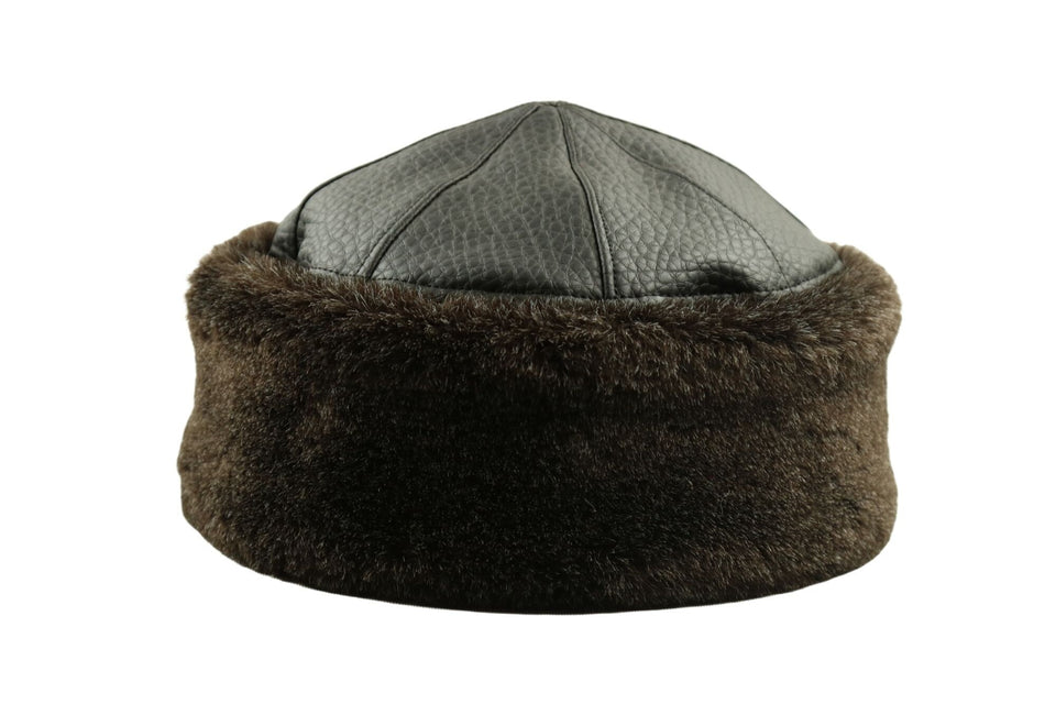 Foldable Faux Fur Hat, Faux Leather Winter Hat, High Quality Faux Leather Retro Watermelon Beanie, Casual Caps Hat, Kufi Hat