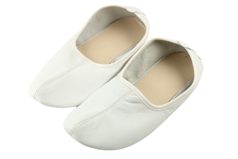 Genuine Leather Pure White Feet Warmer WOMEN Size | Winter Socks | Foot Warmers Socks | Shoes Slippers | Tawf Slippers | Leather Socks