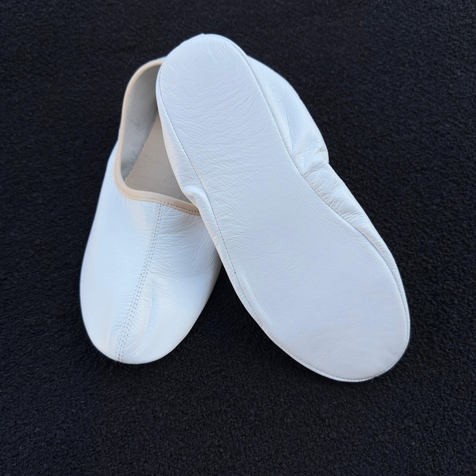 Genuine Leather Home Shoes, White Beige Slippers, Mens Leather Socks, Leather Slippers, Hajj Umrah Tawaf Shoes, Moccasin, Grounding Shoes