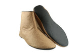 Felt and Leather Home Slippers, Camel Colored Womens Ankle Boot, Felt Slippers, House Shoes with Leather Sole, Barefoot Shoes for Home