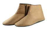 Felt and Leather Home Slippers, Camel Colored Womens Ankle Boot, Felt Slippers, House Shoes with Leather Sole, Barefoot Shoes for Home