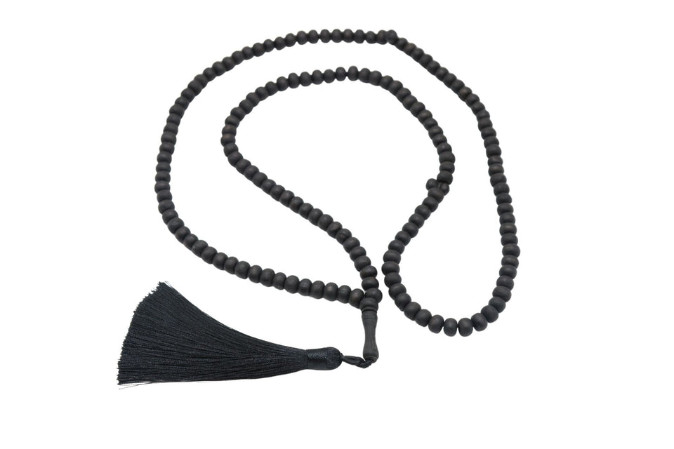 Matte Black Genuine Olive Wood Beads Tasbih Necklace, 150 Beads Misbaha Tasbih Zikr Tasbeeh Tesbih 7.5 mm Dhikr Prayer Beads TSBK