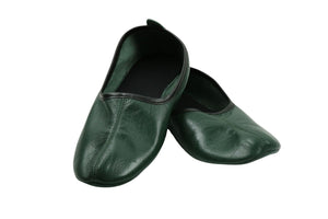 Genuine Leather Dark Green Slippers Women Size | Woman House Slippers | Handmade Leather Socks | Leather Home Shoes
