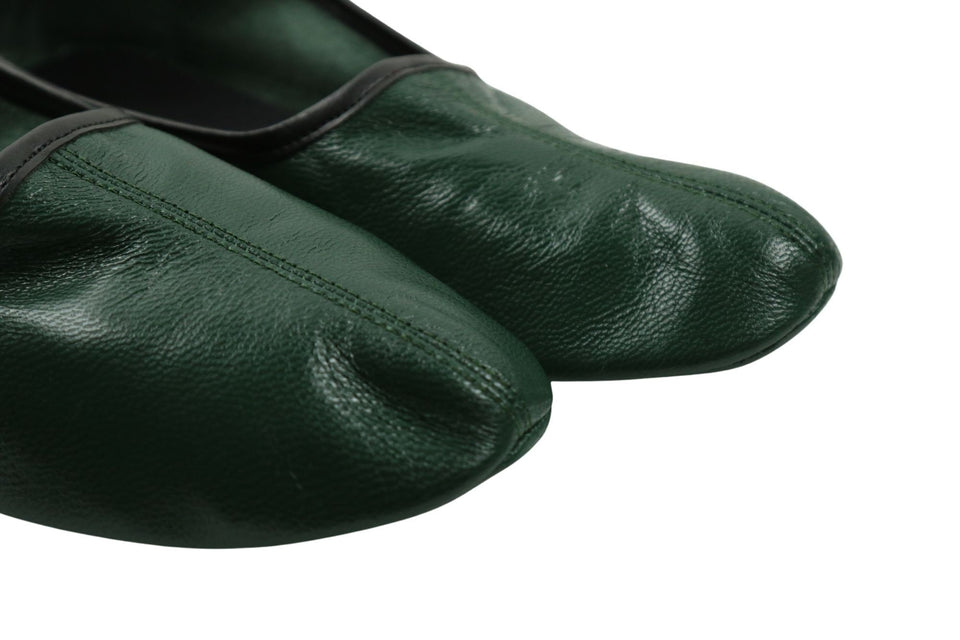 Genuine Leather Dark Green Slippers Women Size | Woman House Slippers | Handmade Leather Socks | Leather Home Shoes