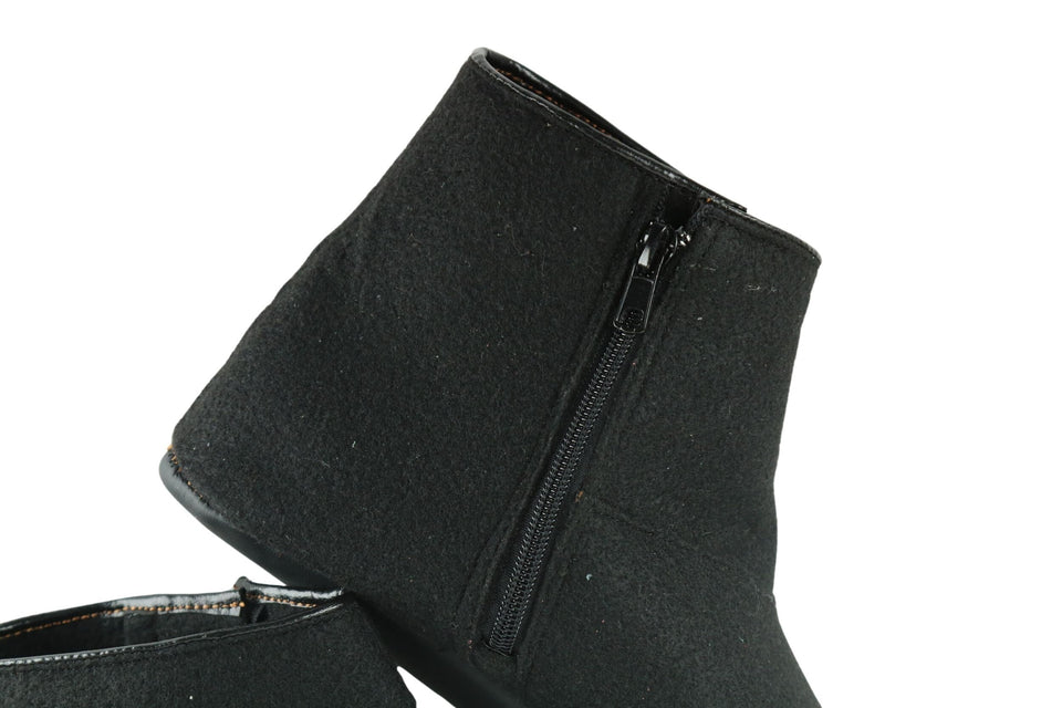 Felt and Leather Home Slippers, Womens Ankle Boot for Indoor Wear, Felt Slippers, House Shoes with Leather Sole, Barefoot Shoes for Home