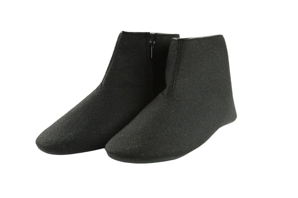 Felt and Leather Home Slippers, Womens Ankle Boot for Indoor Wear, Felt Slippers, House Shoes with Leather Sole, Barefoot Shoes for Home