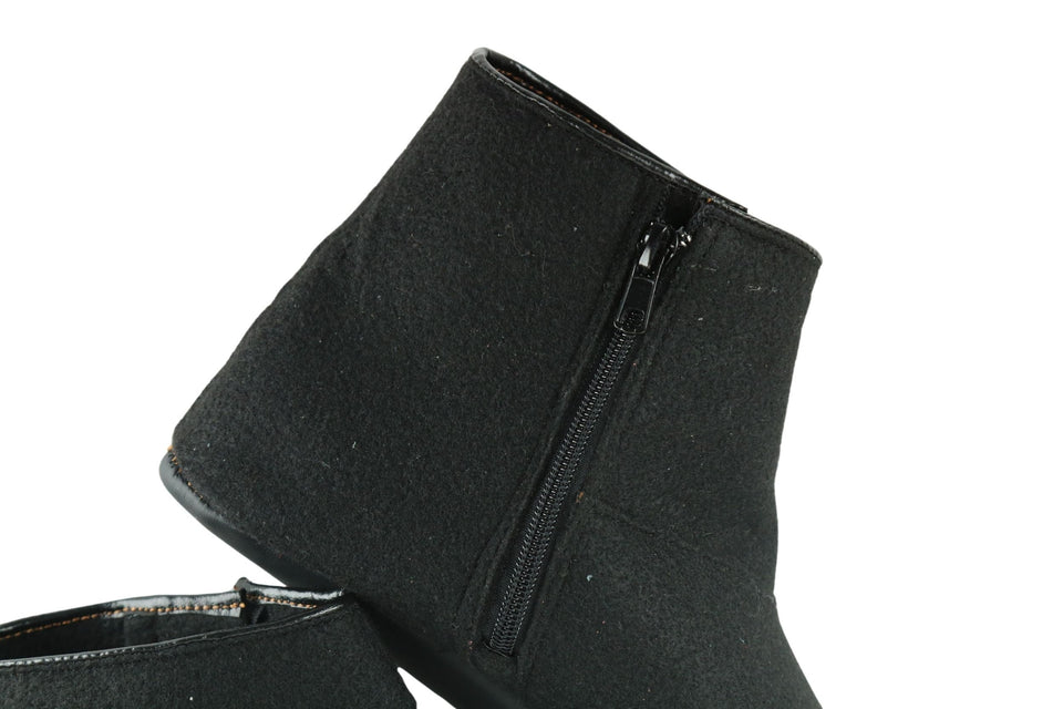 Mens Felt Home Slippers, Zippered Ankle Boot for Indoor Wear, Felt Slippers, House Shoes with Leather Sole, Barefoot Shoes for Home