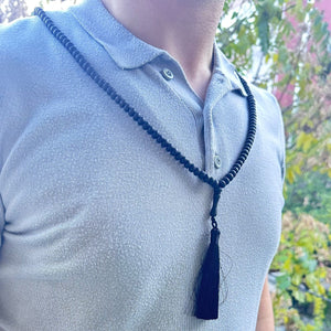 Matte Black Genuine Olive Wood Beads Tasbih Necklace, 150 Beads Misbaha Tasbih Zikr Tasbeeh Tesbih 7.5 mm Dhikr Prayer Beads TSBK
