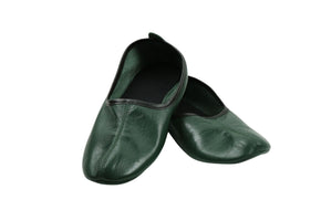 Genuine Leather Dark Green Slippers Women Size | Woman House Slippers | Handmade Leather Socks | Leather Home Shoes