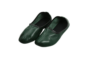 Genuine Leather Dark Green Slippers Women Size | Woman House Slippers | Handmade Leather Socks | Leather Home Shoes