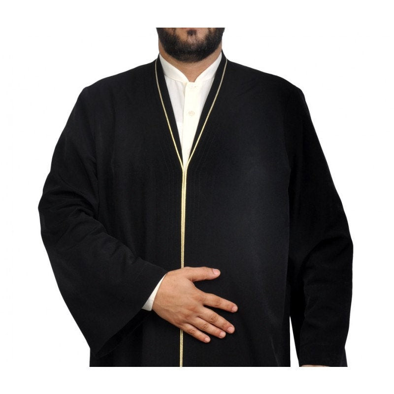Jubbah Mens Wear, Black Thobe, Galabiyya, Jubbah, islamic wear , Muslim tunic , Muslim Long Kurta - Muslim Clothes Islamic Clothing