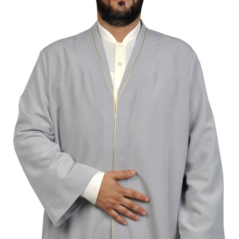 Muslim Long Kurta - M, L, XL, XXL Plain Mens Wear, Grey Thobe, Galabiyya, Jubbah, Islamic Wear, Muslim Tunic, Muslim Clothes, Islamic