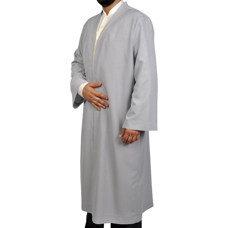 Muslim Long Kurta - M, L, XL, XXL Plain Mens Wear, Grey Thobe, Galabiyya, Jubbah, Islamic Wear, Muslim Tunic, Muslim Clothes, Islamic