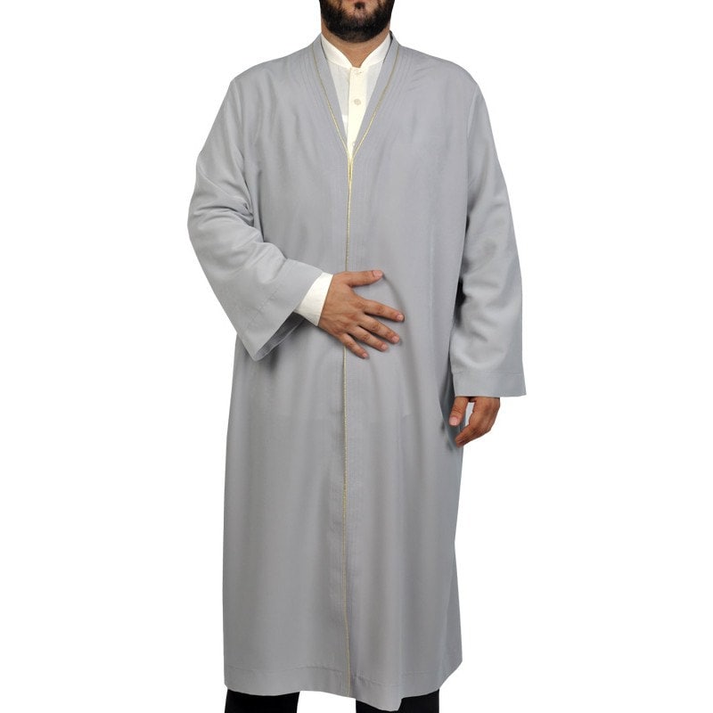 Muslim Long Kurta - M, L, XL, XXL Plain Mens Wear, Grey Thobe, Galabiyya, Jubbah, Islamic Wear, Muslim Tunic, Muslim Clothes, Islamic