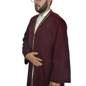 Muslim Long Kurta - M Plain Mens Wear, Claret Red Thobe, Galabiyya, Jubbah, ıslamic wear, Muslim tunic , Muslim Clothes, Islamic