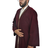 Muslim Long Kurta - M Plain Mens Wear, Claret Red Thobe, Galabiyya, Jubbah, ıslamic wear, Muslim tunic , Muslim Clothes, Islamic