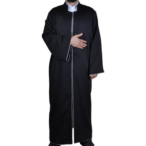Muslim Mens Wear Black Thobe, Galabiyya, Jubbah, Muslim Wear, Muslim Kurta, Daffah, Muslim Dress, Modern Embroidered Kurta, Muslim Gifts