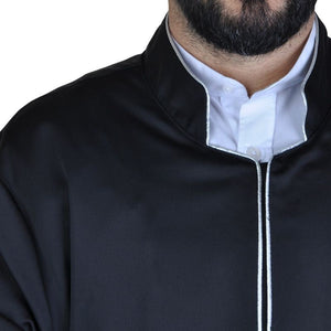 Muslim Mens Wear Black Thobe, Galabiyya, Jubbah, Muslim Wear, Muslim Kurta, Daffah, Muslim Dress, Modern Embroidered Kurta, Muslim Gifts