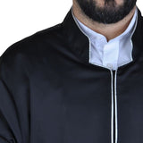 Muslim Mens Wear Black Thobe, Galabiyya, Jubbah, Muslim Wear, Muslim Kurta, Daffah, Muslim Dress, Modern Embroidered Kurta, Muslim Gifts