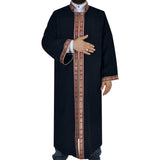 Navy blue Long Kurta - Jubbah - Mens Islamic Wear Navy blue Thobe with bordures, Galabiyya, Jubbah, Muslim Long Kurta