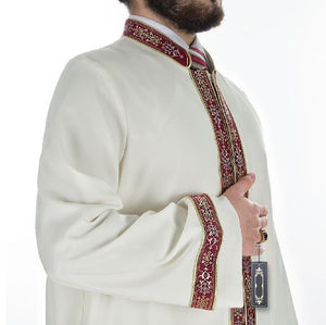 VENDITA Efsar musulmano lungo Kurta XL abbigliamento da uomo islamico, bordato di Thobe, Galabiyya, Jubbah, abbigliamento islamico, tunica musulmana, Cubbe