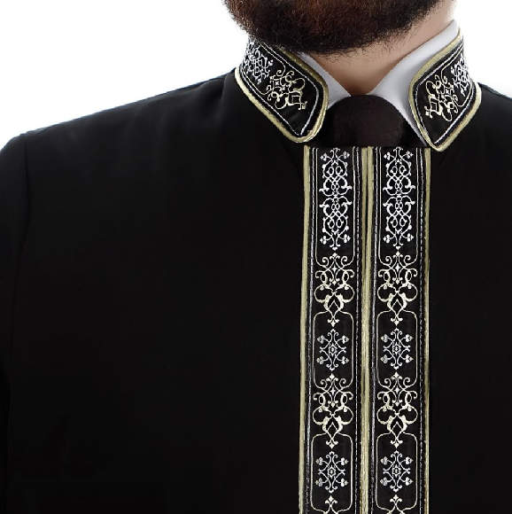 Qutan Muslim Long Kurta XS, S M, L, XL, XXL Islamic Mens Wear, Bordured Thobe, Galabiyya, Jubbah, Islamic Wear, Muslim Tunic, Cubbe