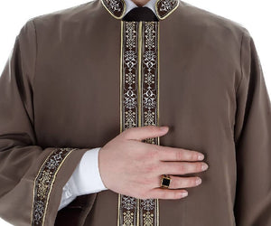 Ulia Muslim Long Kurta XS, S, M, L, XL, 2XL  Islamic Mens Wear, Bordured Thobe, Galabiyya, Jubbah, islamic wear, Muslim Tunic, Cubbe - islamicbazaar