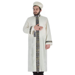 Feyzaan Muslim Long Kurta XS, S, M, L, XL Bordured Thobe, Galabiyya, Jubbah, Disdashas, Cübbe, Islamic Clothing for Men, Sunnah Wear - islamicbazaar