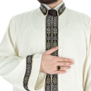 Asır Muslim Long Kurta XS, SM, L, XL Ropa para hombre islámica, Thobe bordado, Galabiyya, Jubbah, ropa islámica, túnica musulmana, Cubbe - islamicbazaar