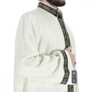 Asır Muslim Long Kurta XS، SM، L، XL Islamic Mens Wear، Bordured Thobe، Galabiyya، Jubbah، islamic Islamic، Muslim Tunic، Cubbe - islamicbazaar