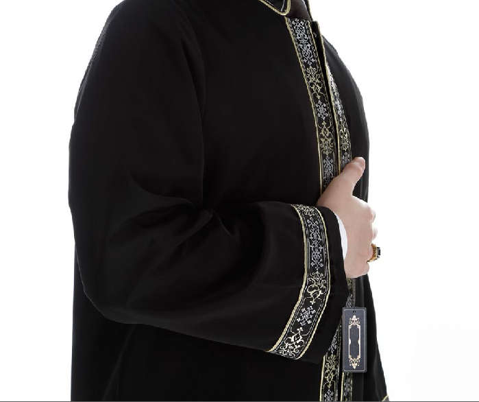 Qutan Muslim Long Kurta XS, S M, L, XL, XXL Islamic Mens Wear, Bordured Thobe, Galabiyya, Jubbah, Islamic Wear, Muslim Tunic, Cubbe