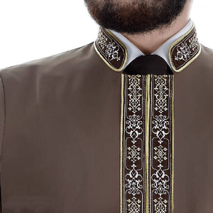Ulia Muslim Long Kurta XS, S, M, L, XL, 2XL  Islamic Mens Wear, Bordured Thobe, Galabiyya, Jubbah, islamic wear, Muslim Tunic, Cubbe - islamicbazaar