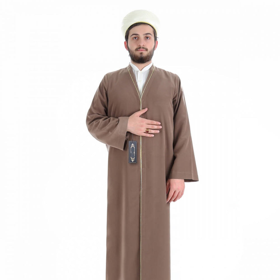 Muslim Long Kurta -   Plain Mens Wear, Brown Thobe, Galabiyya, Jubbah, islamic wear, Muslim tunic ,  Muslim Clothes, Islamic - islamicbazaar