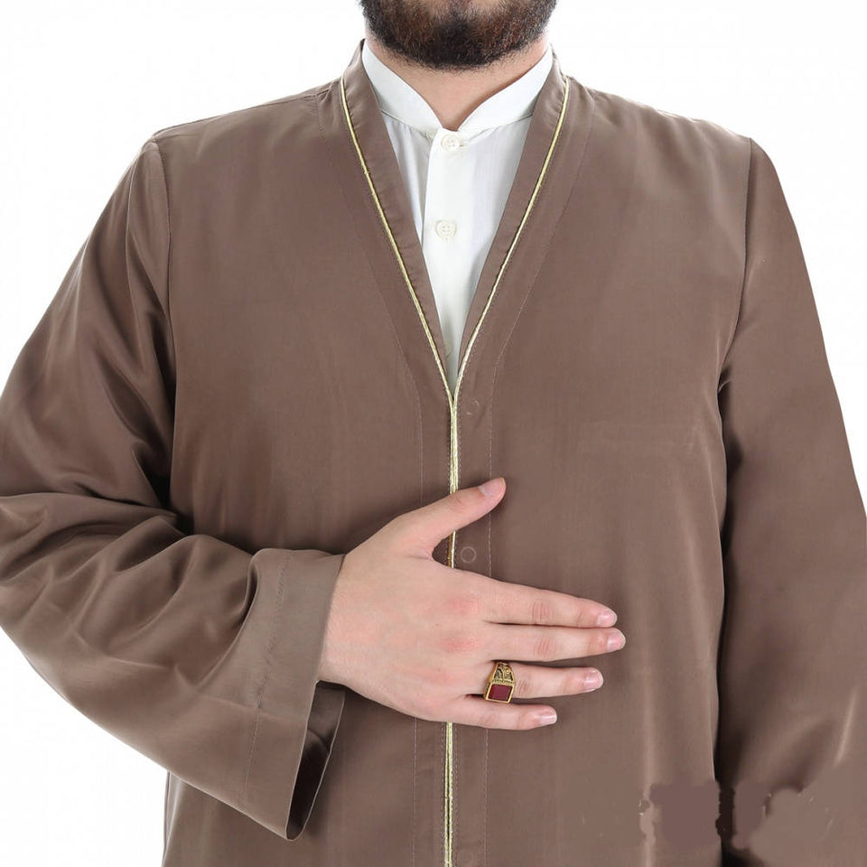 Muslim Long Kurta -   Plain Mens Wear, Brown Thobe, Galabiyya, Jubbah, islamic wear, Muslim tunic ,  Muslim Clothes, Islamic - islamicbazaar