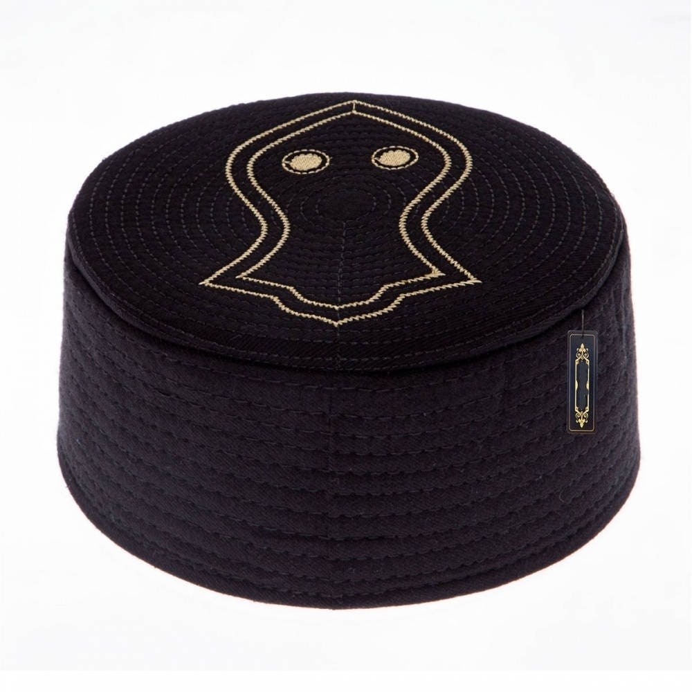 Black Nalain Kufi - Prayer Hat Takke - Men Kufi - Sunnah Wear -  Muslims Hat- Taqiyah - embroidered prayer hat - Mens Cap - Nalin Takke