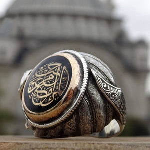 Handgemaakte Fatih Sultan Mehmed Ring, Sterling Silver Mens Sultans Ring, Mens Silver Ring, Signet Ring, El Meru Mea Men Ehabbe