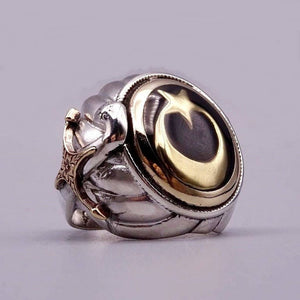 Black Crescent Star Ring, Ottoman Ring, Fatih Ring, 925 Sterling Silver Mens Ring, Sultan Mehmed Ring, Signet Ring, Sultans Collection,