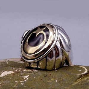 Black Crescent Star Ring, Ottoman Ring, Fatih Ring, 925 Sterling Silver Mens Ring, Sultan Mehmed Ring, Signet Ring, Sultans Collection,