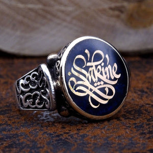 Sesuaikan Cincin Nama, Perhiasan Nama Kaligrafi Uthmaniyyah, Sesuaikan Cincin Nama Anda, Mana-mana Nama Cincin, Perhiasan Nama Peribadi, Perak Sterling