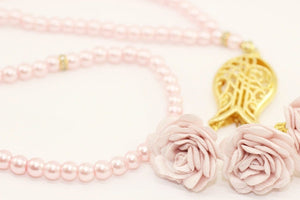 Baby Pink Misbahas, prayer beads with rose, Handmade Prayer Beads 99 Misbaha, Masbaha, Tasbeeh, 6mm beads, Tasbeeh with Rose, TSTR
