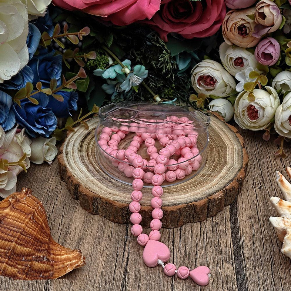 10 Keping Tasbih Merah Jambu, 99 Tasbih Misbahas Tasbih Tasbih, Hadiah Mawleed, Manik Beraroma Rose