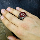 Prsten turskog grba - Sterling Silver sjajni simbolični prsten - Muški prsten sa markama - Seljuks prsten sa simbolom - Malcolm X prsten