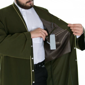 S M L XL Olive Green Men's Jilbab with Bias, Islamic Bazaar, Islamic Clothing Dishdash, Abaya Kurta Jubba