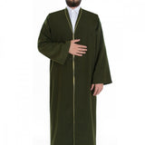 S M L XL Olive Green Men's Jilbab with Bias, Islamic Bazaar, Islamic Clothing Dishdash, Abaya Kurta Jubba